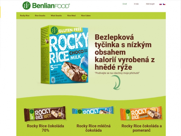 Nový onepage layout web pro Benlianfood.cz