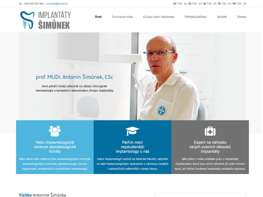 Web pro implantologa prof. Šimůnka