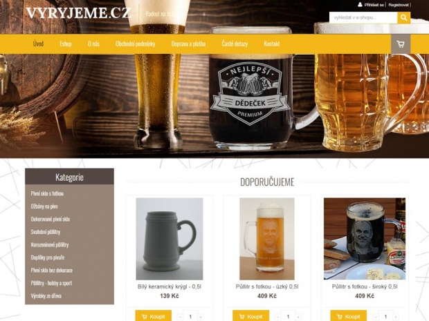 Nov&yacute; eshop na pivn&iacute; sklo vyryjeme.cz