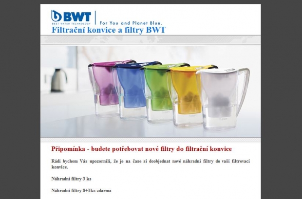 Automatický emailový marketing pro BWT filtry